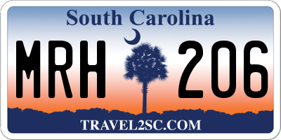 SC license plate MRH206