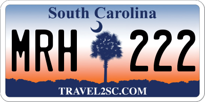 SC license plate MRH222