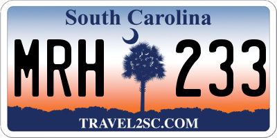 SC license plate MRH233