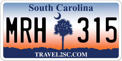 SC license plate MRH315