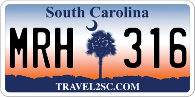 SC license plate MRH316