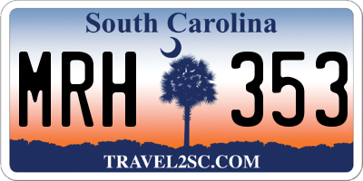 SC license plate MRH353
