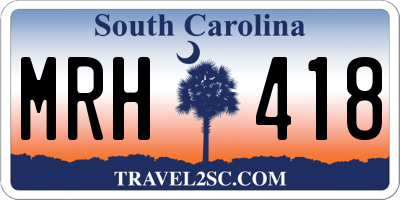SC license plate MRH418