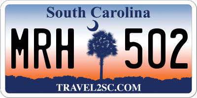 SC license plate MRH502