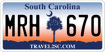 SC license plate MRH670