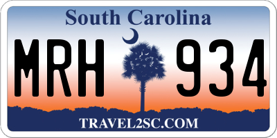 SC license plate MRH934