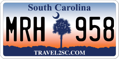 SC license plate MRH958