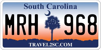 SC license plate MRH968