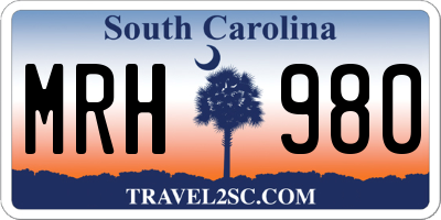 SC license plate MRH980