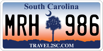 SC license plate MRH986