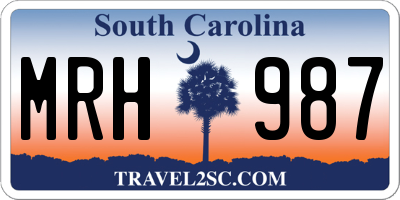 SC license plate MRH987