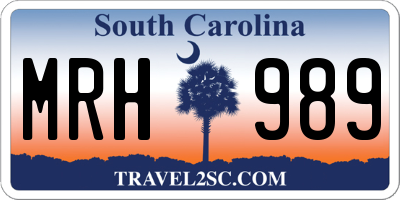 SC license plate MRH989