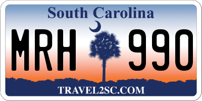 SC license plate MRH990