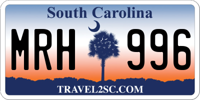 SC license plate MRH996