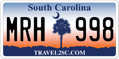 SC license plate MRH998