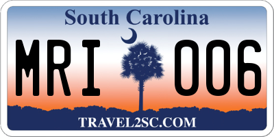 SC license plate MRI006