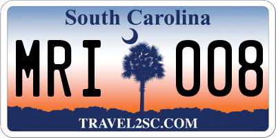 SC license plate MRI008