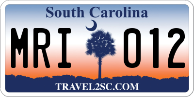 SC license plate MRI012