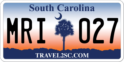 SC license plate MRI027