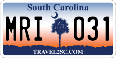 SC license plate MRI031