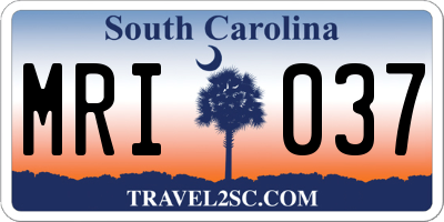 SC license plate MRI037