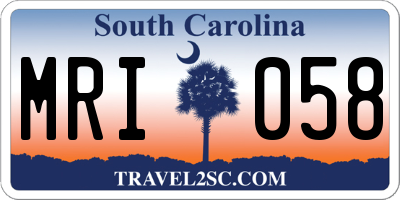 SC license plate MRI058