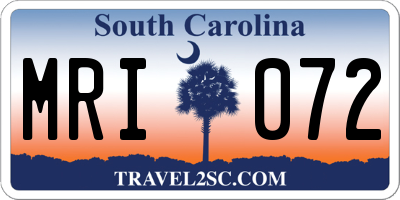 SC license plate MRI072