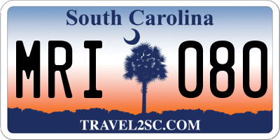 SC license plate MRI080