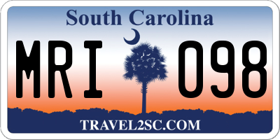 SC license plate MRI098