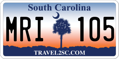 SC license plate MRI105