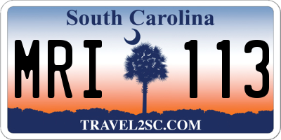 SC license plate MRI113