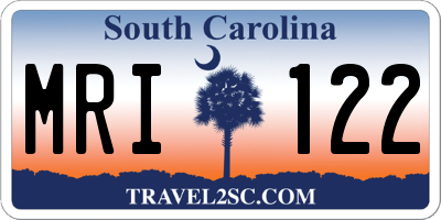 SC license plate MRI122