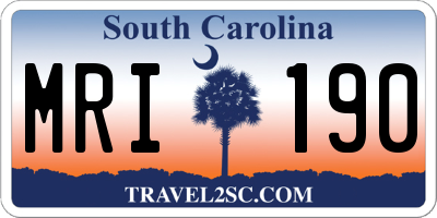 SC license plate MRI190