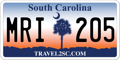 SC license plate MRI205
