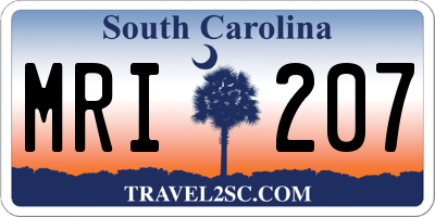 SC license plate MRI207