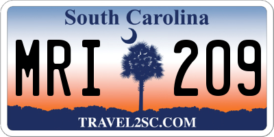 SC license plate MRI209