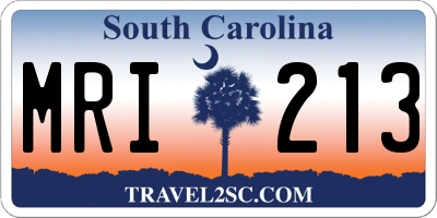 SC license plate MRI213