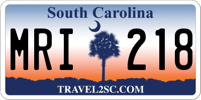 SC license plate MRI218