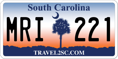 SC license plate MRI221