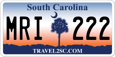 SC license plate MRI222