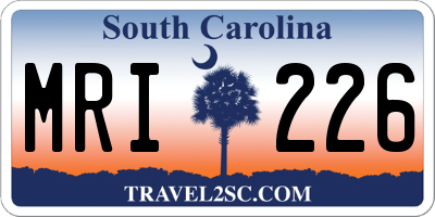 SC license plate MRI226