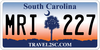 SC license plate MRI227