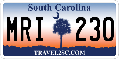 SC license plate MRI230