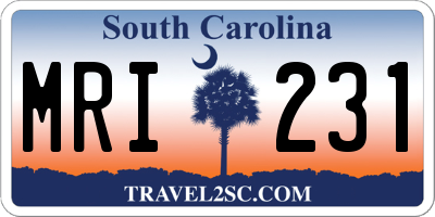 SC license plate MRI231