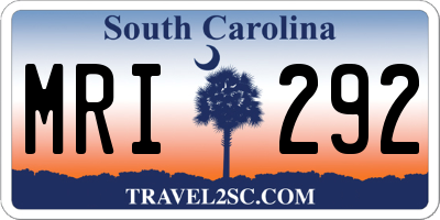 SC license plate MRI292