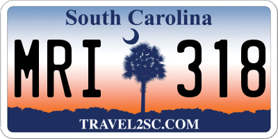 SC license plate MRI318