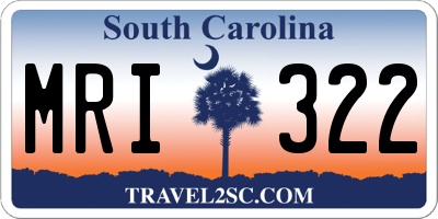 SC license plate MRI322