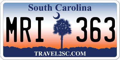 SC license plate MRI363