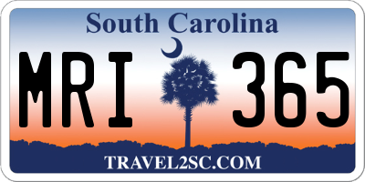 SC license plate MRI365