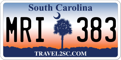 SC license plate MRI383